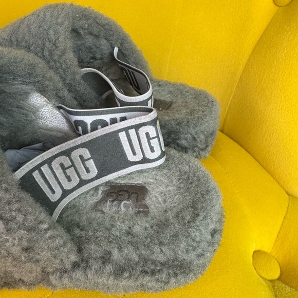 UGG Women's Fluff Yeah Women's Slide Wedge Sandals - Charcoal - Picture 4 of 8